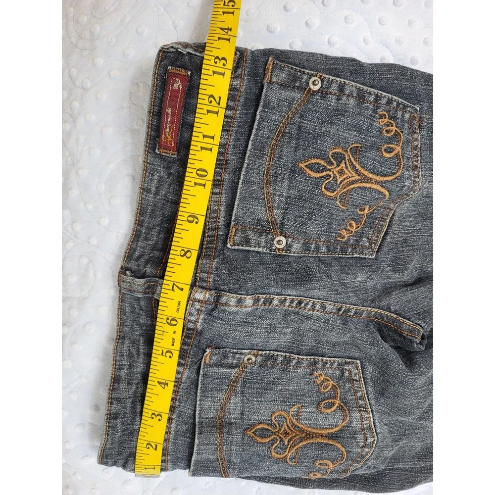 Underground Soul Girls Size 16 Dark Wash Embroidered Bootcut Jeans Whiskered Y2K